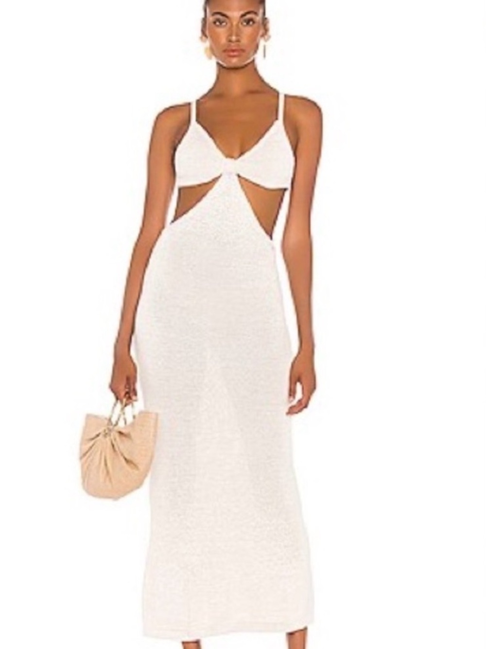 cult gaia white twist-front cutout maxi dress